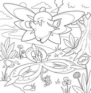 印刷用塗り絵 - メガピクシーとメガフラエッテ - Pokémon LEGENDS Z-Aのメガシンカ
