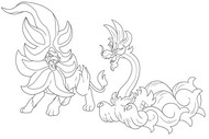 Drawing to color - Mega Pyroar and Mega Drampa - Pokémon Mega Evolutions from Legends Z-A