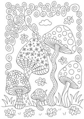 Image to color - Mushrooms - Fall