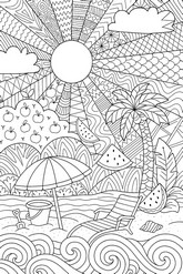 Dibujo para imprimir - Vacaciones frente al mar - Verano