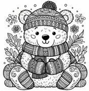 Imagen para colorear - Oso zentángulo - Invierno