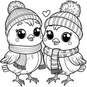 Hoja para colorear - pájaros - Invierno