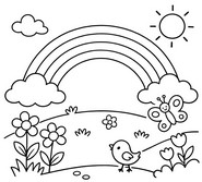 塗り絵用紙 - 虹 - 春