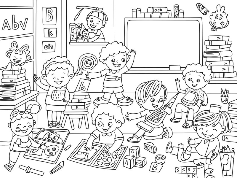 Coloring sheet - Kindergarten - School