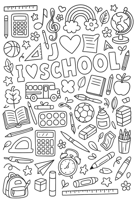 Coloring page - I love school - School
