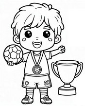 Image to color - Child with a medal - Soccer