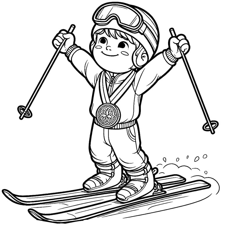 Coloring page Skiing medal