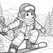Lámina para colorear - Snowboard - Deportes de invierno