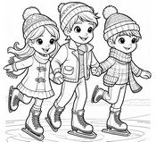 Hoja para colorear - patinaje sobre hielo - Deportes de invierno