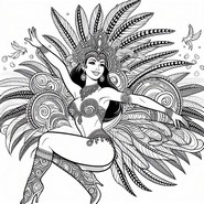 Imagen para colorear - Bailarín de samba en Río - Carnaval
