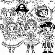 Dibujo gratuito - Niños disfrazados - Carnaval
