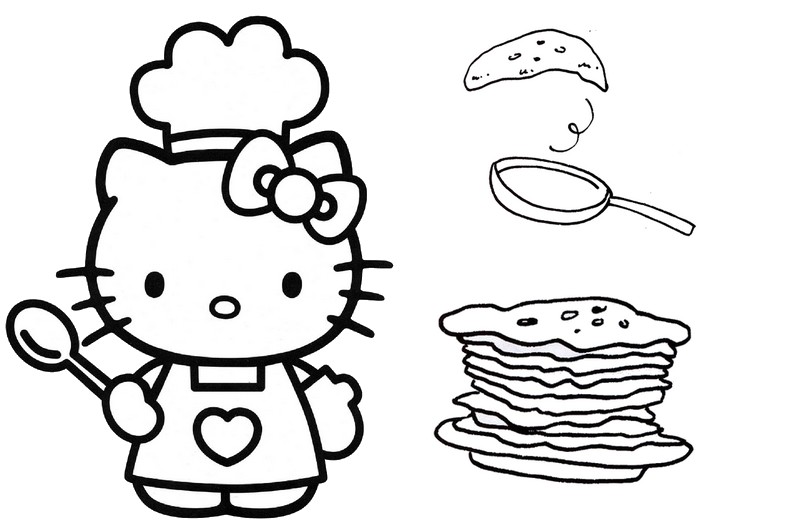 Tulostakaa värityskuvia Pannukakut : Kynttilänpäivä Hello Kitty 5