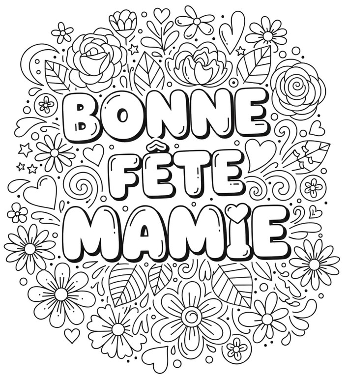 Coloriage - Explosion florale - Fête des grands-mères