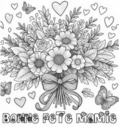 Coloriage à télécharger - Bouquet de fleur - Fête des grands-mères