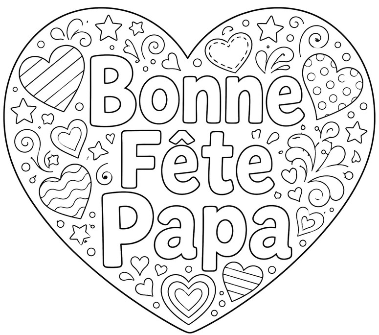 Coloriage gratuit - Grand coeur - Fête des pères