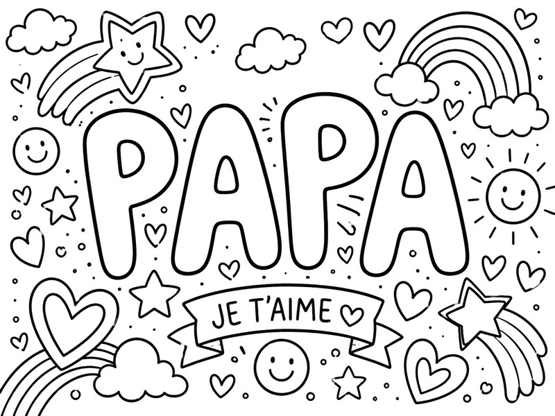 Coloriage à imprimer - Papa Je t'aime - Fête des pères