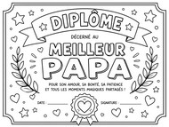 Coloriage à imprimer - Diplôme de meilleur papa - Fête des pères