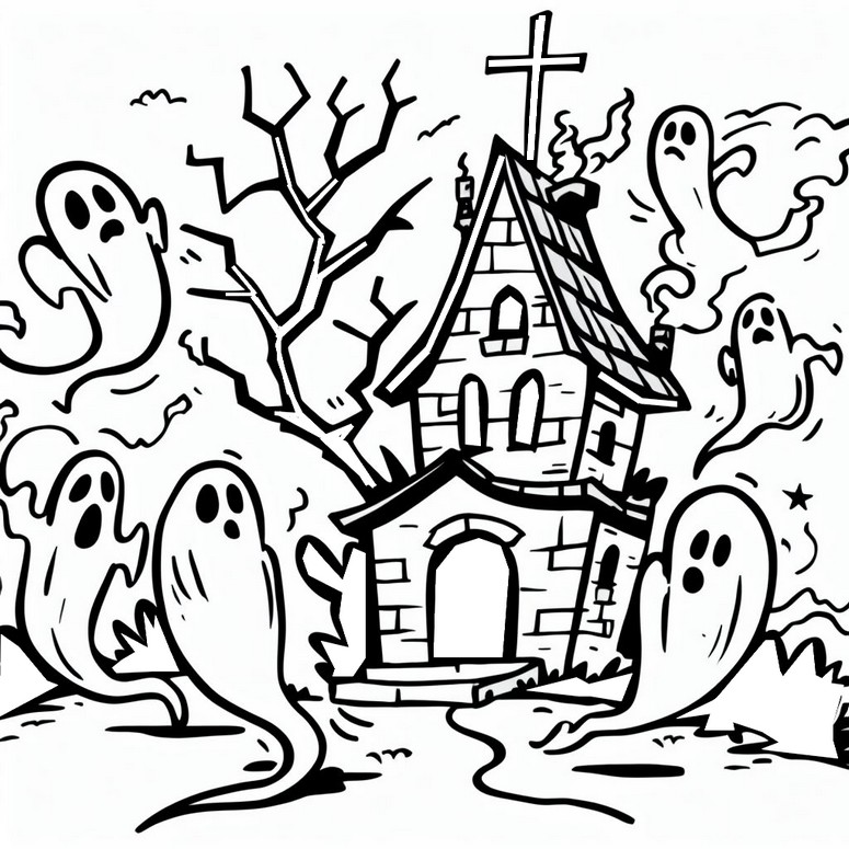 색칠 유령의 집과 유령