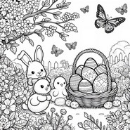 Dibujo para imprimir - Cesta de huevo - Pascuas