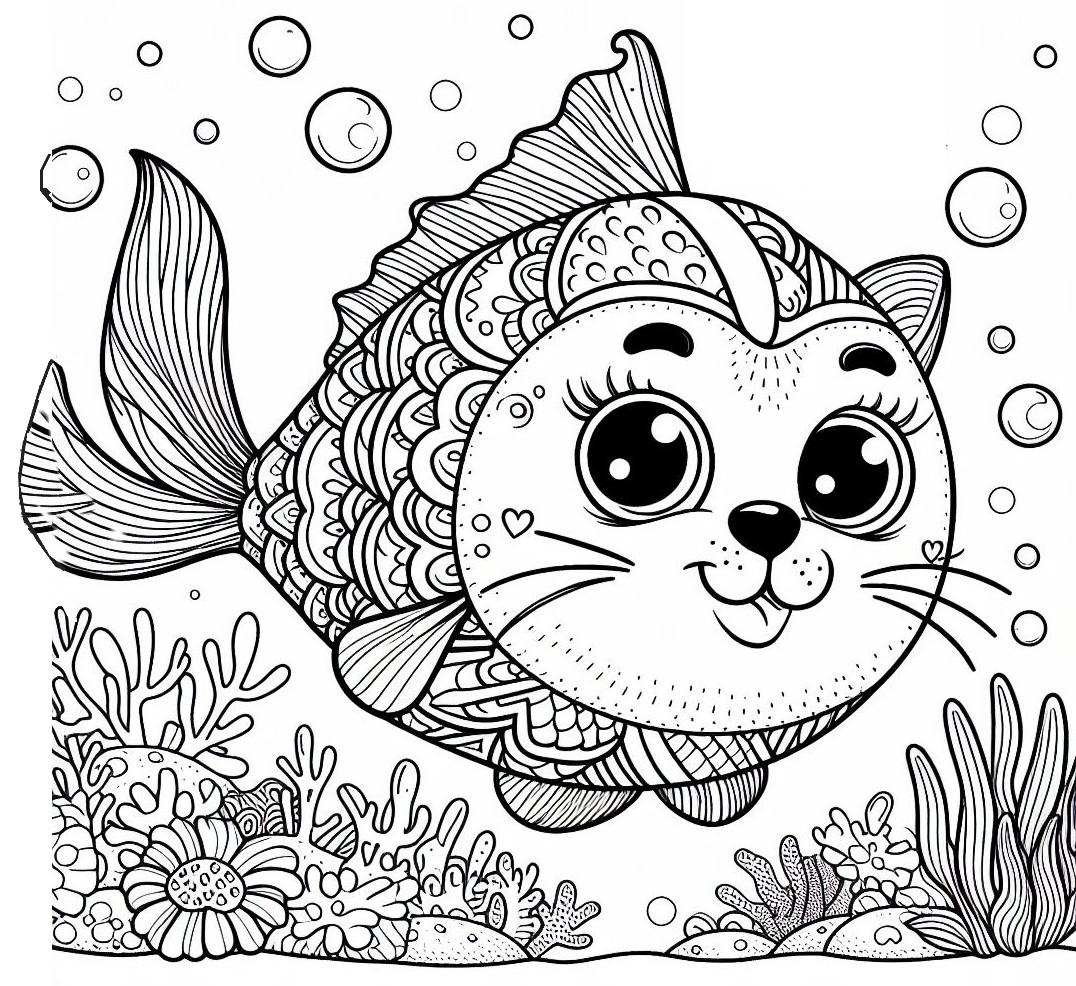 Coloring page Funny catfish