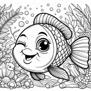 Dibujo para colorear - Pez guiñando un ojo - Día de los Inocentes