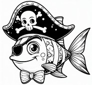 Lámina para colorear - pez pirata - Día de los Inocentes