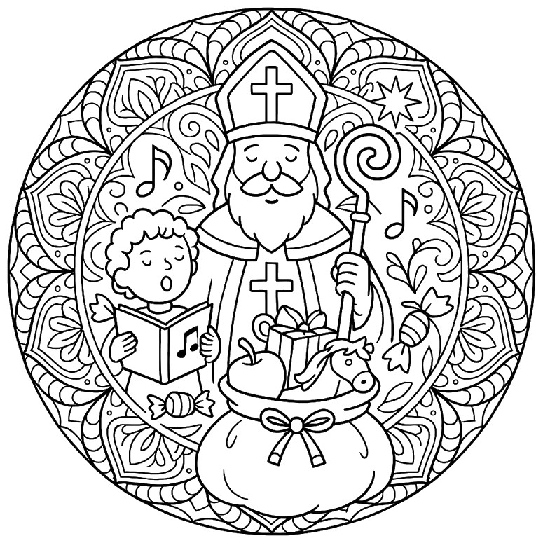 Ausmalblatt - Mandala - Nikolaus