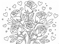 Dibujo descargable - ramo de rosas - San Valentin