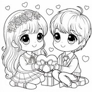 Dibujo gratuito - Niños enamorados - San Valentin