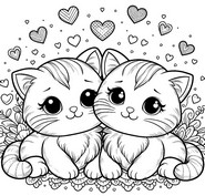 Dibujo gratuito - Gatos en el amor - San Valentin