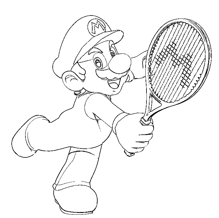 Coloring page Tennis Super Mario