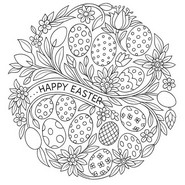Dibujo para colorear - Happy Easter - Mandalas de Pascuas