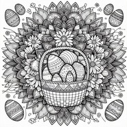 Dibujo gratuito - Cesta de huevo - Mandalas de Pascuas