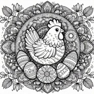 Hoja para colorear - Gallina de Pascua - Mandalas de Pascuas