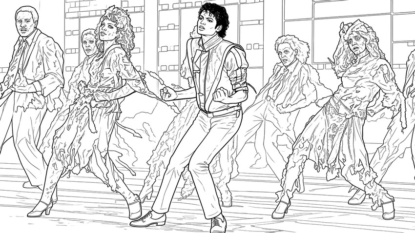 Kostenloses Ausmalbild - Tanz mit den Zombies - Michael Jackson