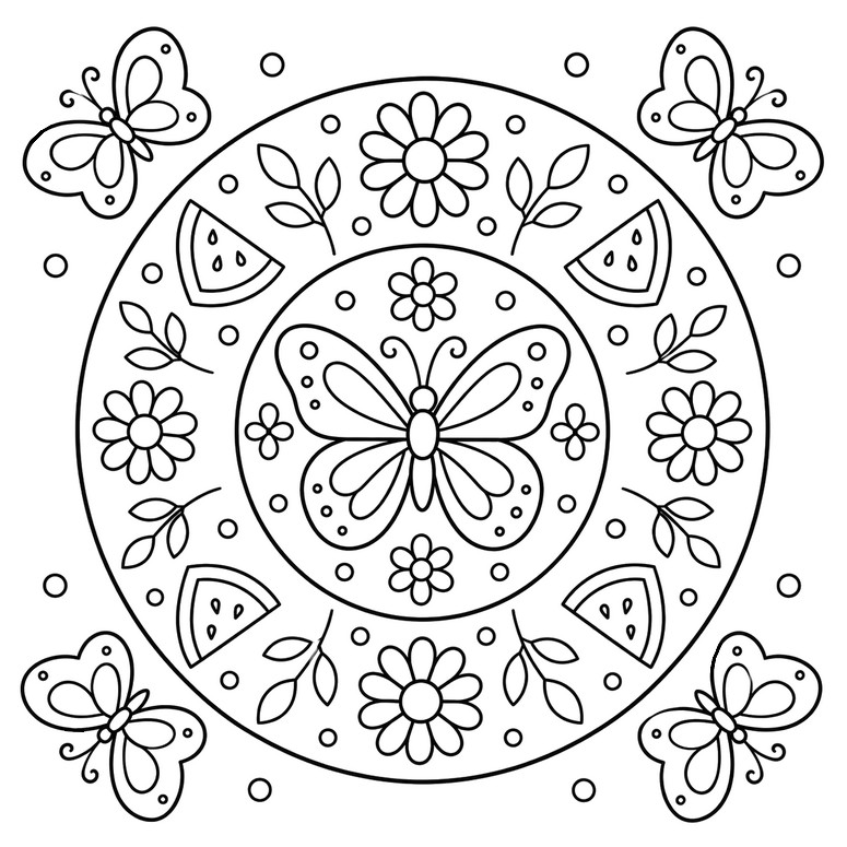 Drawing to color - Butterflies - Summer's Mandalas