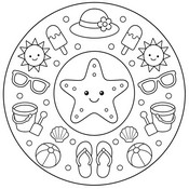 Downloadable coloring - Starfish and beach - Summer's Mandalas