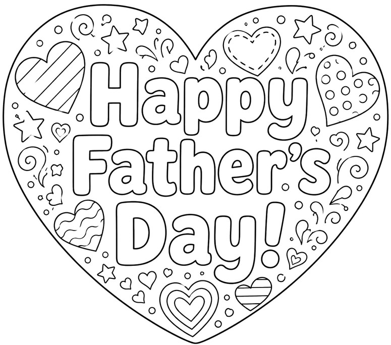 Image to color - Happy Father’s Day Heart - Father's Day