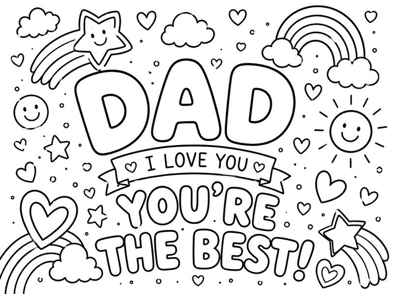 Coloring page - Dad You’re the Best - Father's Day