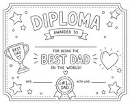 Image to color - Best Dad Diploma - Father's Day