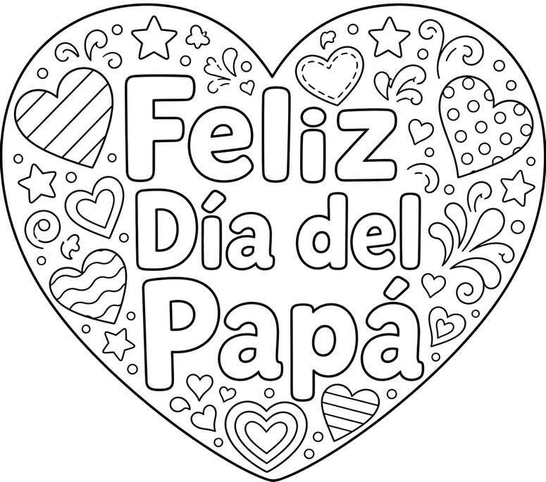 Dibujo para imprimir - Corazón de Amor - Dia del padre