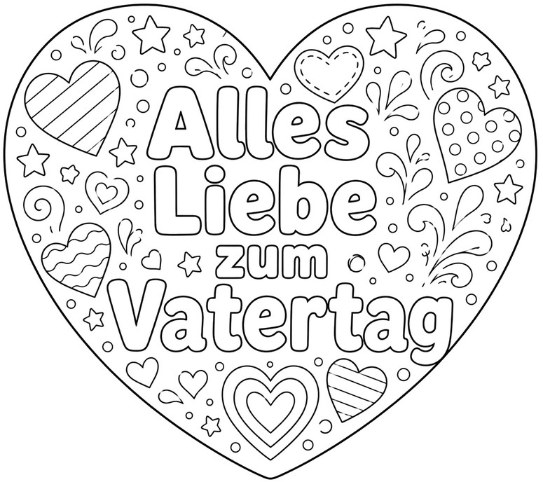 Kostenloses Ausmalbild - Herz - Vatertag
