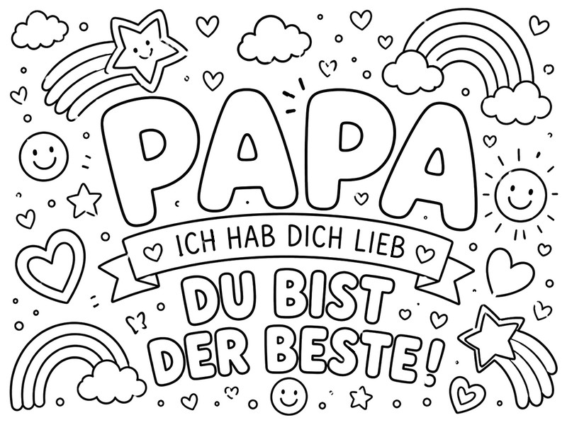Ausmalbild zum Herunterladen - Du Bist Der Beste - Vatertag