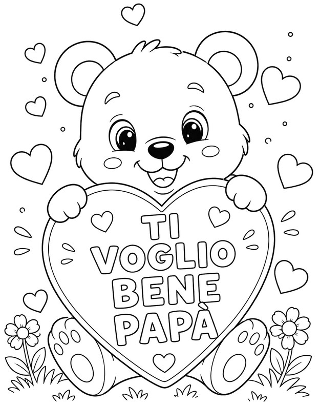 Disegno gratuito - Orsetto Dolce - Festa del Papà