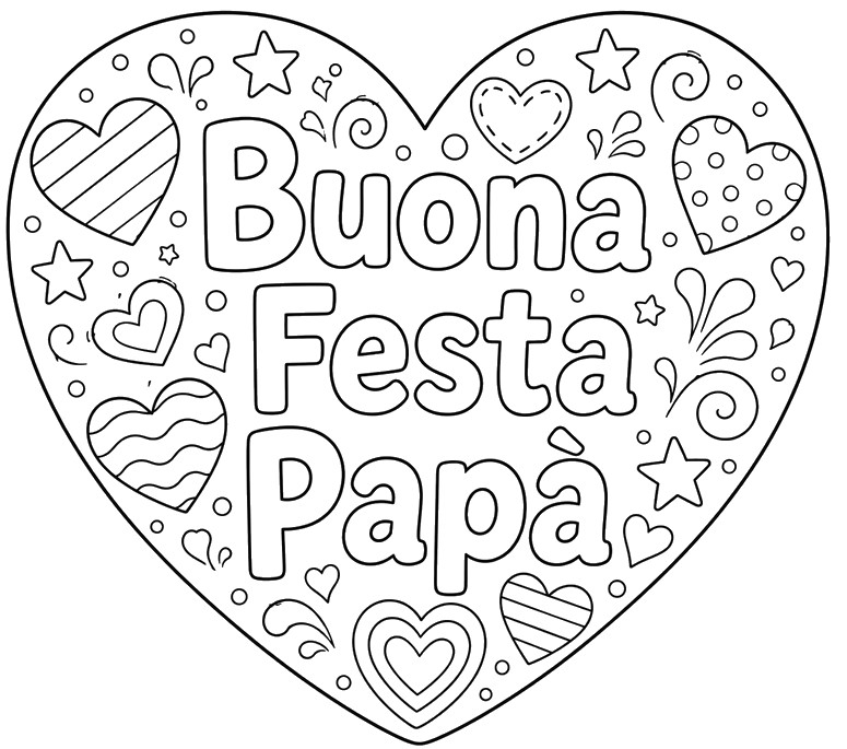 Disegno scaricabile - Grande Cuore - Festa del Papà