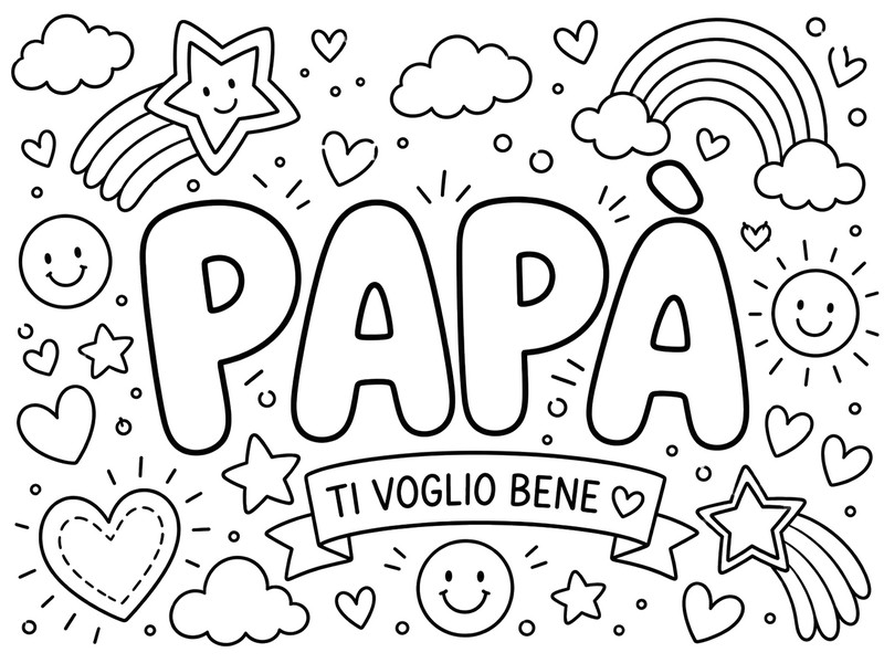 Immagine da colorare - Amore per il Papà - Festa del Papà