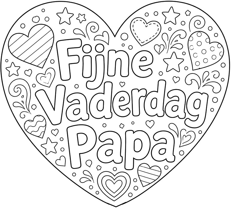 Kleurplaat om te printen - Hart - Gelukkige Vaderdag