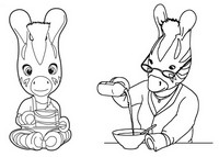 Coloriage à télécharger - Zou et sa grand-mère: le goûter - Zou
