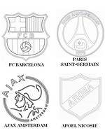 Coloring page Group F: FC Barcelona - Paris Saint-Germain - Ajax Amsterdam - APOEL Nicosi