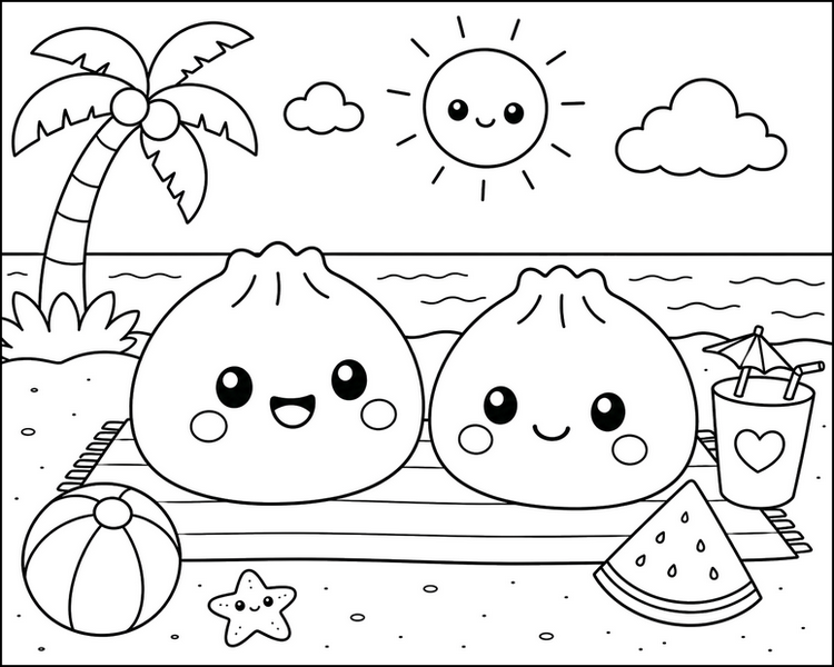 Online coloring - Squishy Dumpling - Summer